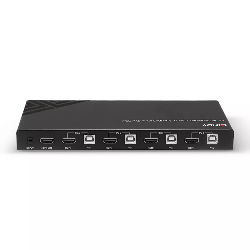 Lindy KVM-Switch HDMI 18G USB 2.0 Audio 4 Port 4K Ultra HD