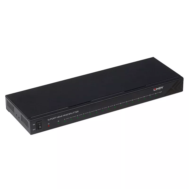 Lindy 16 Port HDMI 4K60 Splitter 16x HDMI 3840x2160 Schwarz