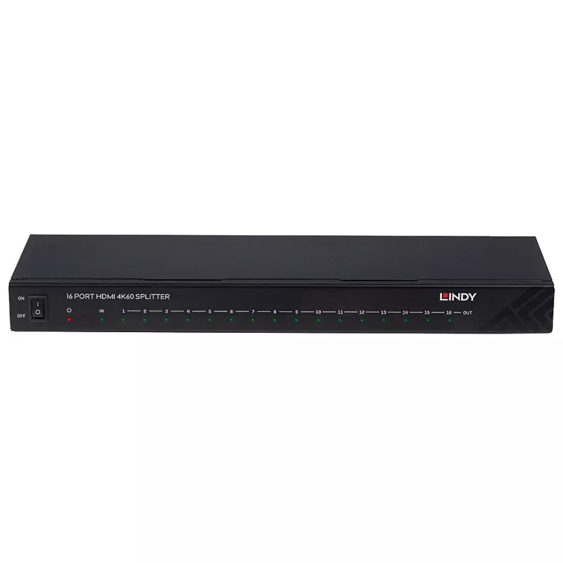 Lindy 16 Port HDMI 4K60 Splitter 16x HDMI 3840x2160 Schwarz