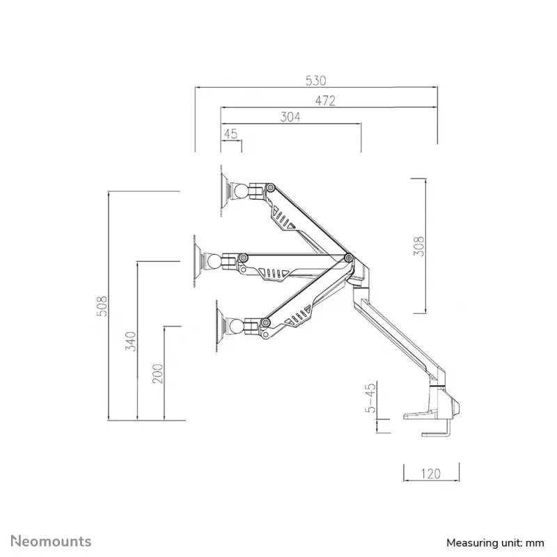 Neomounts FPMA-D750DWHITE2 Monitorarm 10-32 Zoll - Gasfeder - Tischklemme - 180°-Stopp