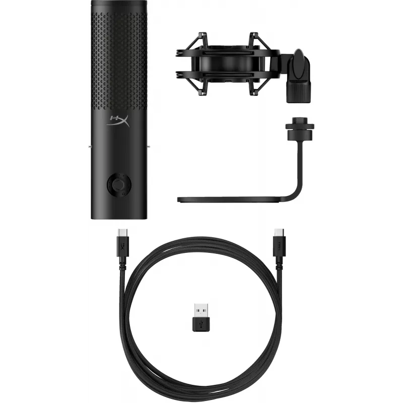 HyperX QuadCast 2 S - USB-Mikrofon (Schwarz), Tischmikrofon, -8 dB, 20 - 20000 Hz, 1 Ω, Kabelgebunden, USB