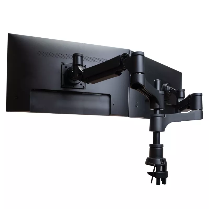 R-Go Tools Monitorhalterung R-Go Caparo Dual, für zwei Monitore, höhenverstellbar mit Gasfeder, 3-9 kg Tragkraft, 100% kreislauffähig, schwarz