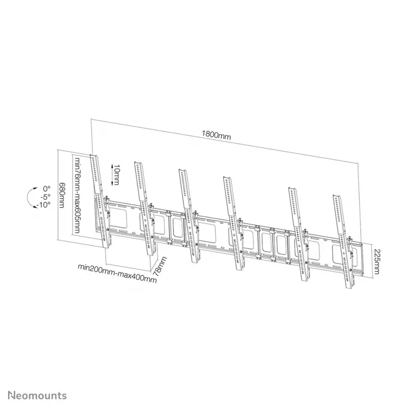 Neomounts NS-WMB300PSchwarz Menuboard-Wandhalterung 40-52 Zoll – neigbar – Hochformat