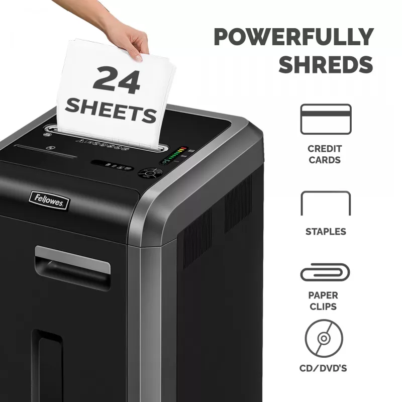 Fellowes Aktenvernichter 225Ci 24 Blatt Partikelschnitt-Aktenvernichter mit 60-Liter-Behälter, hoher Sicherheitsstufe P4
