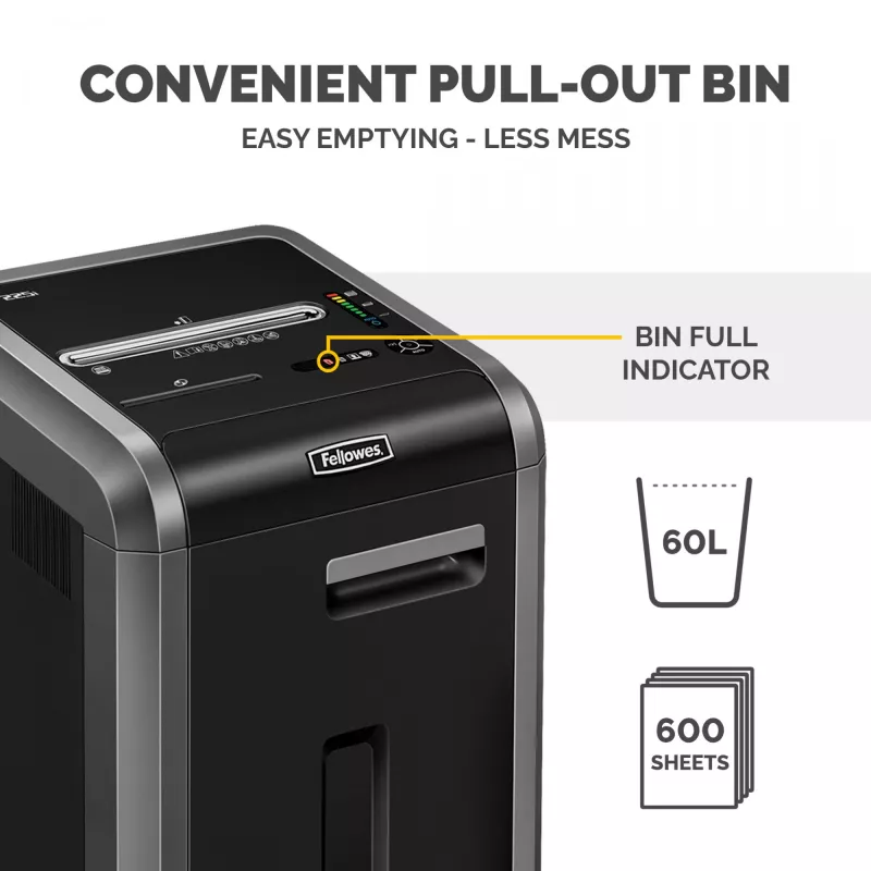 Fellowes Aktenvernichter 225Ci 24 Blatt Partikelschnitt-Aktenvernichter mit 60-Liter-Behälter, hoher Sicherheitsstufe P4