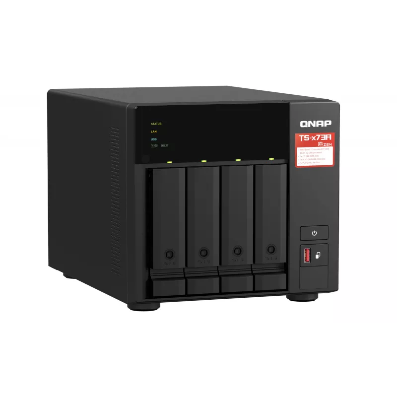 QNAP TS-473A NAS Tower Ryzen Embedded V1500B 8 GB DDR4 0 TB QNAP Turbo System Schwarz