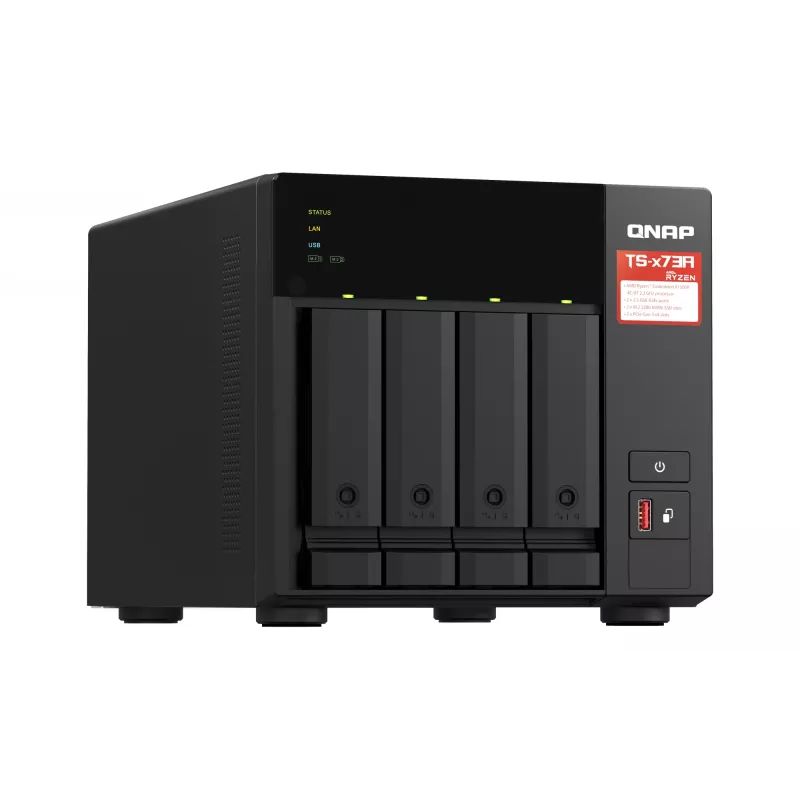 QNAP TS-473A NAS Tower Ryzen Embedded V1500B 8 GB DDR4 0 TB QNAP Turbo System Schwarz