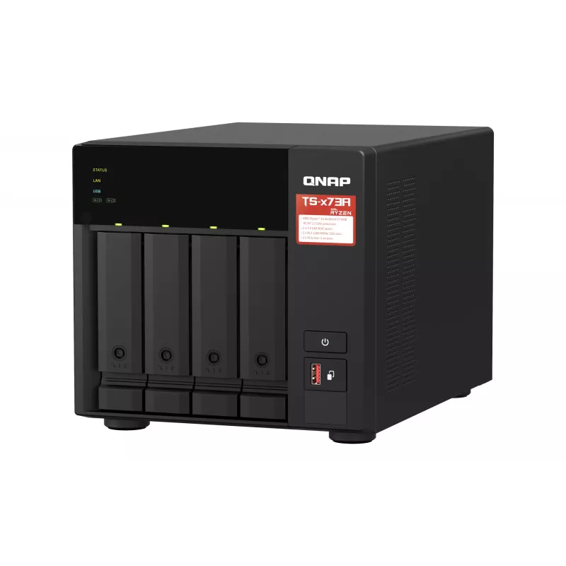 QNAP TS-473A NAS Tower Ryzen Embedded V1500B 8 GB DDR4 0 TB QNAP Turbo System Schwarz