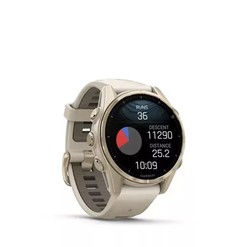 Smartwatch GARMIN fenix 8 Gold — 43 mm, AMOLED 1,3 Zoll, Saphir, 10 ATM, GPS/GLONASS/BeiDou/Galileo, 32 GB, 10 Tage Akkulaufzeit