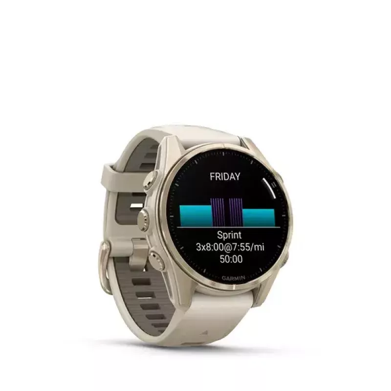 Smartwatch GARMIN fenix 8 Gold — 43 mm, AMOLED 1,3 Zoll, Saphir, 10 ATM, GPS/GLONASS/BeiDou/Galileo, 32 GB, 10 Tage Akkulaufzeit