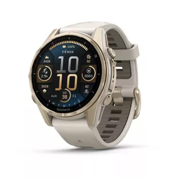 Smartwatch GARMIN fenix 8 Gold — 43 mm, AMOLED 1,3 Zoll, Saphir, 10 ATM, GPS/GLONASS/BeiDou/Galileo, 32 GB, 10 Tage Akkulaufzeit