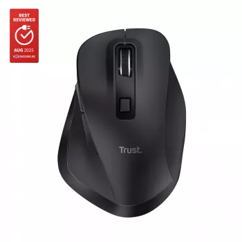 TRUST Fyda Office ergonomische rechte kabellose Maus – RF + Bluetooth 5.2 – optisch 2400 DPI – 6 Tasten – schwarz