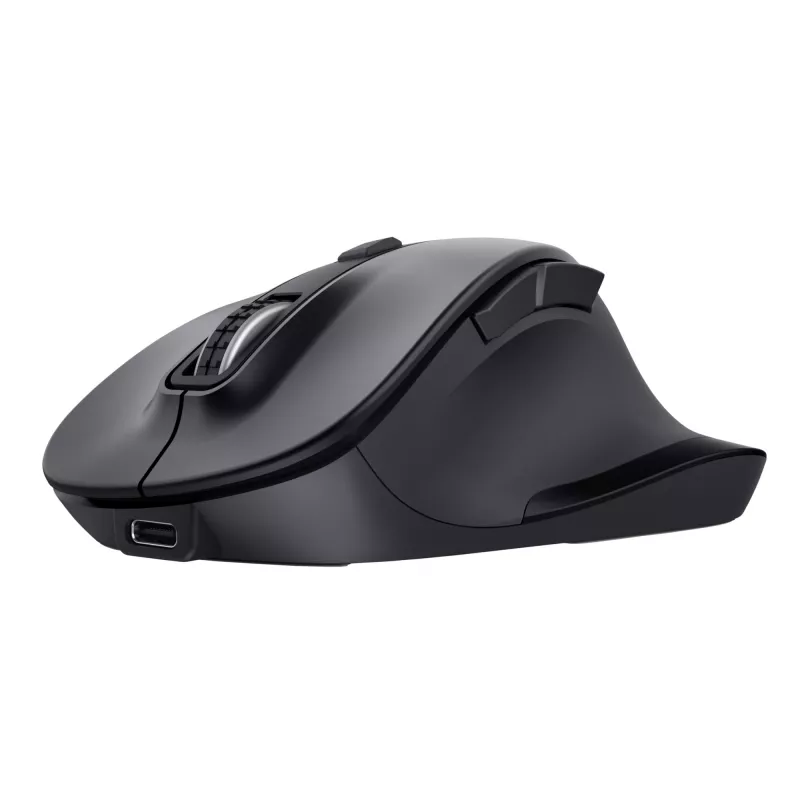TRUST Fyda Office ergonomische rechte kabellose Maus – RF + Bluetooth 5.2 – optisch 2400 DPI – 6 Tasten – schwarz