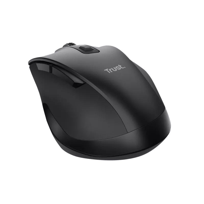 TRUST Fyda Office ergonomische rechte kabellose Maus – RF + Bluetooth 5.2 – optisch 2400 DPI – 6 Tasten – schwarz