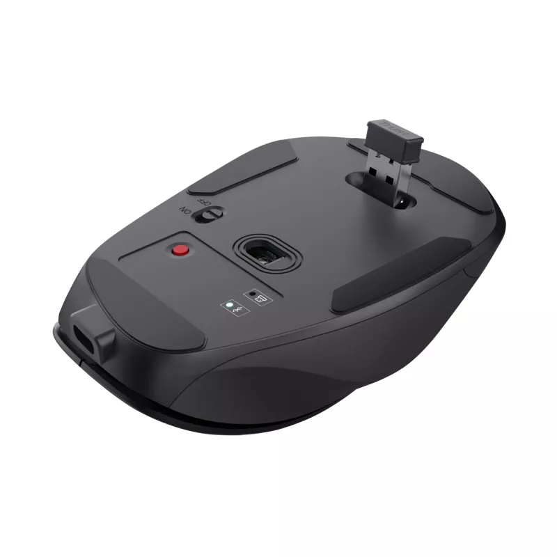 TRUST Fyda Office ergonomische rechte kabellose Maus – RF + Bluetooth 5.2 – optisch 2400 DPI – 6 Tasten – schwarz