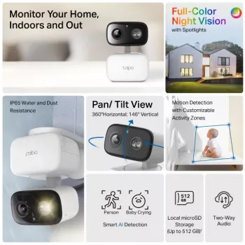 Überwachungskamera TP-LINK Tapo C206 – Innen-/Außeneinsatz 1080p HD, Schwenk & Neige, Nachtsicht, Zweiwege-Audio