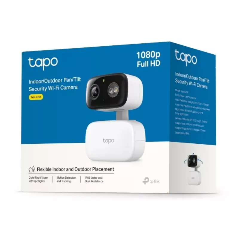 Überwachungskamera TP-LINK Tapo C206 – Innen-/Außeneinsatz 1080p HD, Schwenk & Neige, Nachtsicht, Zweiwege-Audio