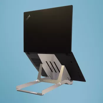 R-Go Tools Laptop-Halterung R-Go Riser Basic, zusammenklappbarer und verstellbarer Laptop-Riser, Aluminium, silber