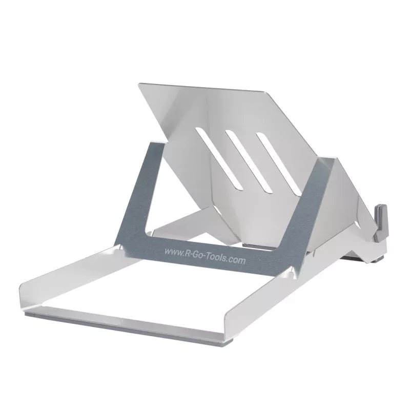 R-Go Tools Laptop-Halterung R-Go Riser Basic, zusammenklappbarer und verstellbarer Laptop-Riser, Aluminium, silber