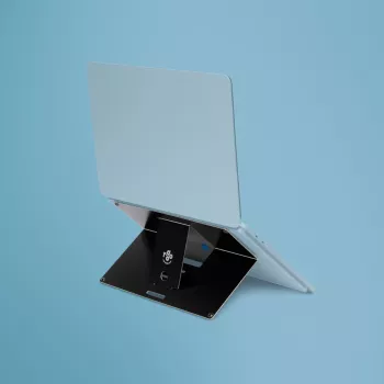 R-Go Tools Laptop-Ständer R-Go Riser Attachable, verstellbar, integriert in Ihren Laptop, Aluminium, schwarz