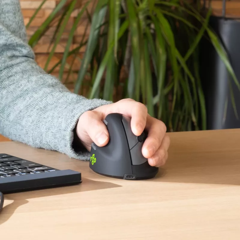 R-Go Tools Ergonomische Maus R-Go HE Break mit Pausensoftware, medium (Handgröße 165-185 mm), linkshändig, Bluetooth, schwarz