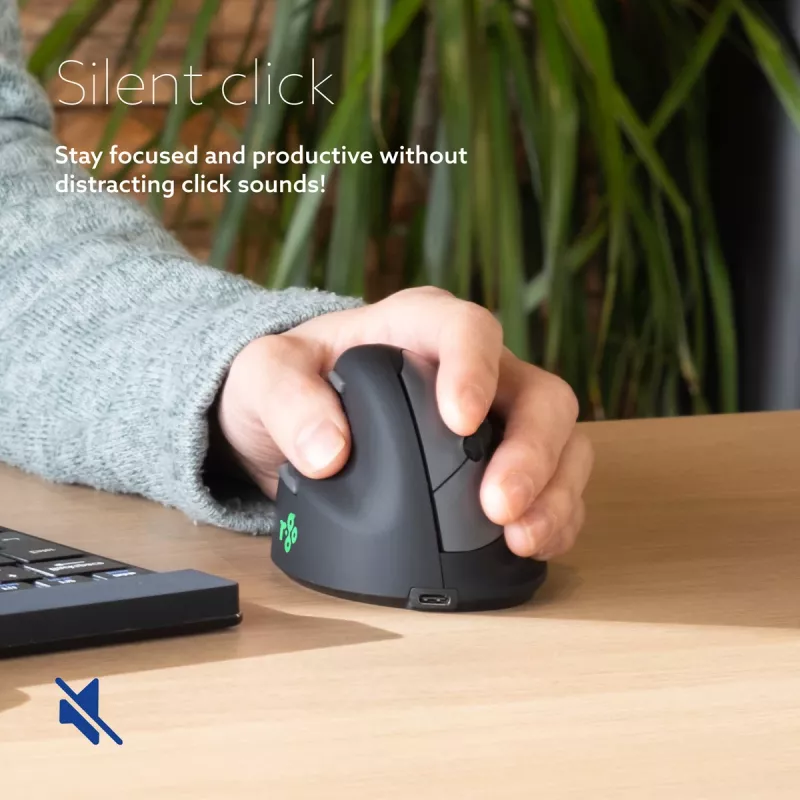R-Go Tools Ergonomische Maus R-Go HE Break mit Pausensoftware, medium (Handgröße 165-185 mm), linkshändig, Bluetooth, schwarz