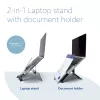 R-Go Tools Laptop-Ständer R-Go Riser Document, ergonomischer, faltbarer und verstellbarer Ständer mit Dokumentenhalter, schwarz