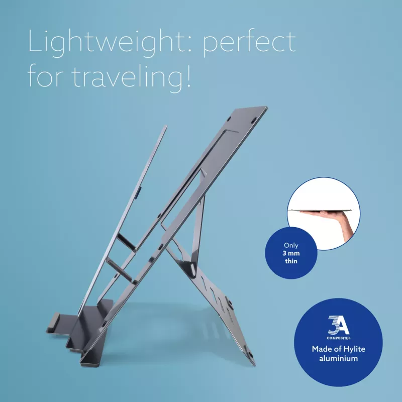 R-Go Tools Laptop-Ständer R-Go Riser Document, ergonomischer, faltbarer und verstellbarer Ständer mit Dokumentenhalter, schwarz