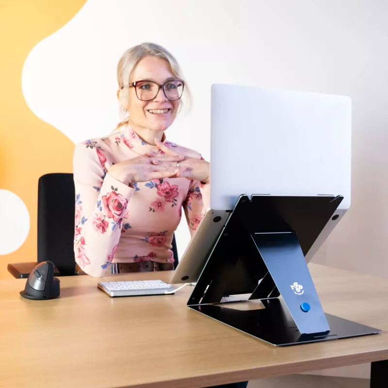 R-Go Tools Tablet- und Laptopständer R-Go Riser Duo, geeignet für 10–22-Zoll-Bildschirm, schwarz