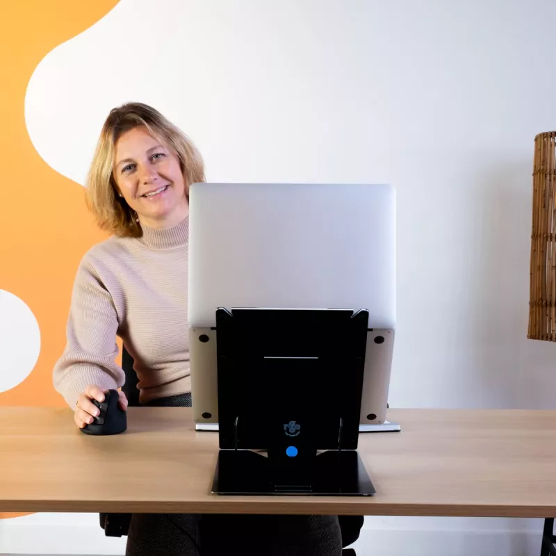 R-Go Tools Tablet- und Laptopständer R-Go Riser Duo, geeignet für 10–22-Zoll-Bildschirm, schwarz