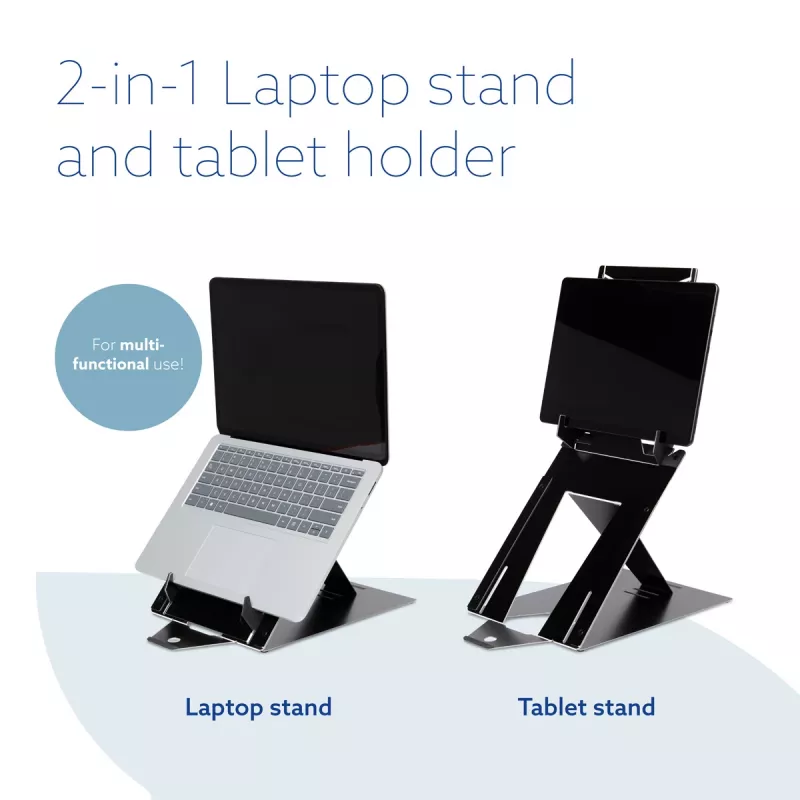 R-Go Tools Tablet- und Laptopständer R-Go Riser Duo, geeignet für 10–22-Zoll-Bildschirm, schwarz