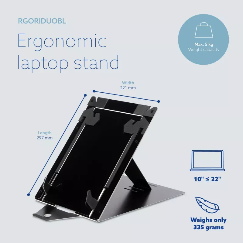 R-Go Tools Tablet- und Laptopständer R-Go Riser Duo, geeignet für 10–22-Zoll-Bildschirm, schwarz