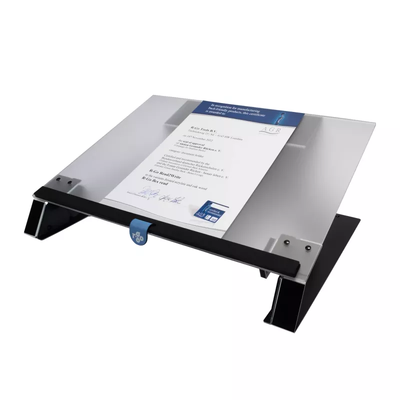 R-Go Tools Dokumentenhalter R-Go Read2Write, geeignet zum Lesen und Schreiben, ergonomisch, mit weicher Schaumstoff-Handballenauflage, matt Acryl