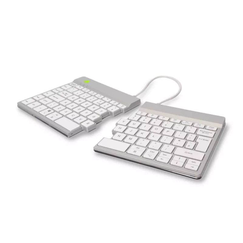 R-Go Tools Ergonomische Tastatur R-Go Split Break mit Pausensoftware, ergonomische geteilte Tastatur, QWERTY (UK), Bluetooth, weiß