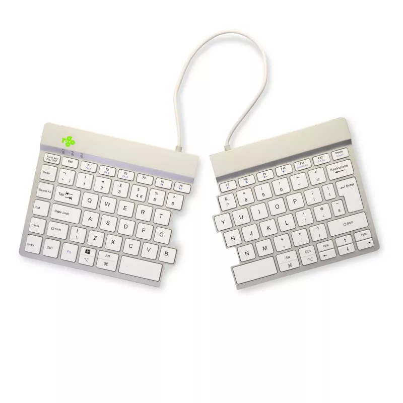 R-Go Tools Ergonomische Tastatur R-Go Split Break mit Pausensoftware, ergonomische geteilte Tastatur, QWERTY (UK), Bluetooth, weiß
