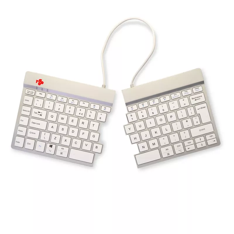 R-Go Tools Ergonomische Tastatur R-Go Split Break mit Pausensoftware, ergonomische geteilte Tastatur, QWERTY (UK), Bluetooth, weiß