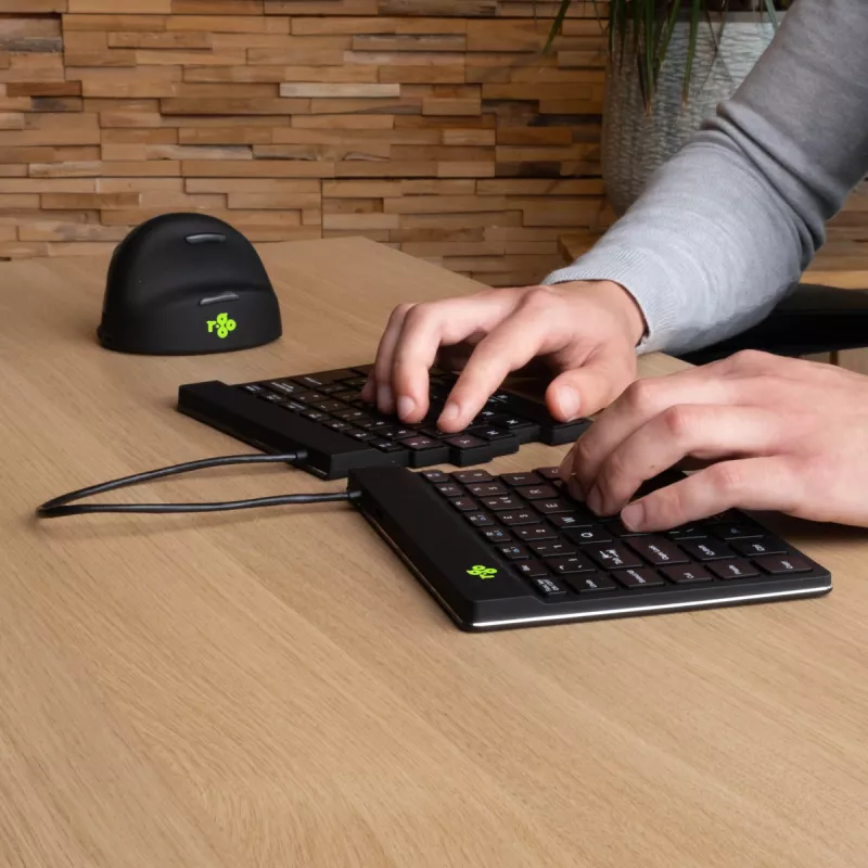 R-Go Tools Ergonomische Tastatur R-Go Split Break mit Pausensoftware, ergonomische geteilte Tastatur, QWERTY (UK), Bluetooth, Schwarz
