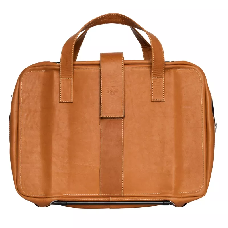 R-Go Tools Laptoptasche R-Go Viva, vollnarbiges Leder, mit integriertem Laptopständer, Schultergurt, 39,6 cm (15,6 Zoll), braun