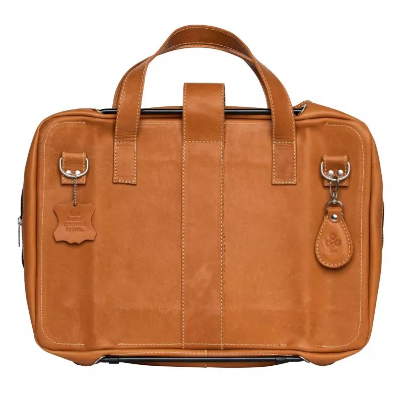 R-Go Tools Laptoptasche R-Go Viva, vollnarbiges Leder, mit integriertem Laptopständer, Schultergurt, 39,6 cm (15,6 Zoll), braun