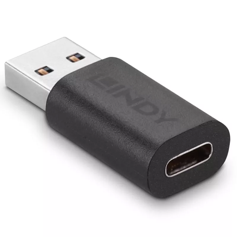 Lindy USB 3.2 Typ A auf C Adapter, USB 3.2 Typ A, USB 3.2 Typ C, Schwarz