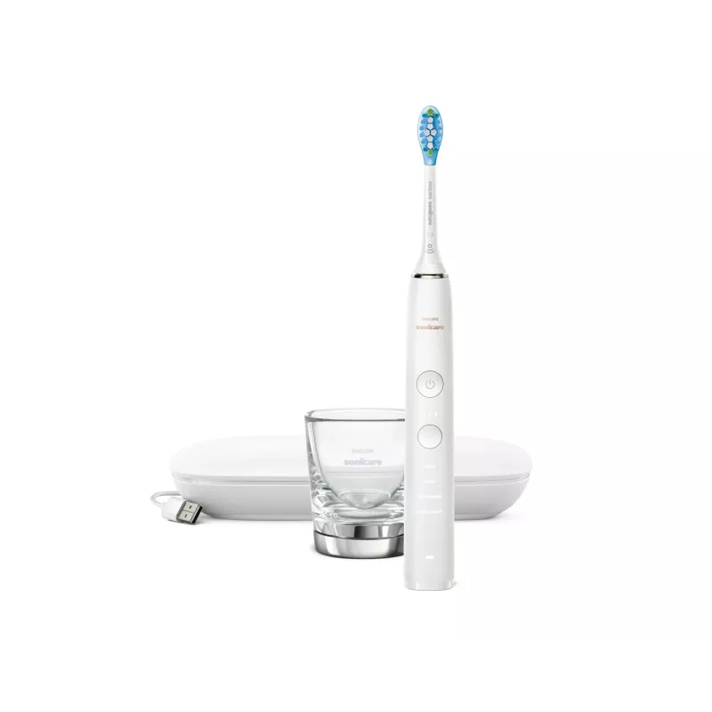 Sonic elektrische Zahnbürste Philips DiamondClean 9000 HX9911 — vibrierende Zahnbürste, Li‑Ion wiederaufladbar, 3 Modi, weiß
