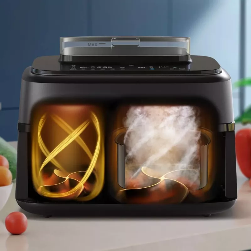 Heißluftfritteuse Philips 5000 Serie NA551/00 — 9 L Kapazität, 2300 W, Touch-Steuerung, LED-Anzeige, schwarz/silber