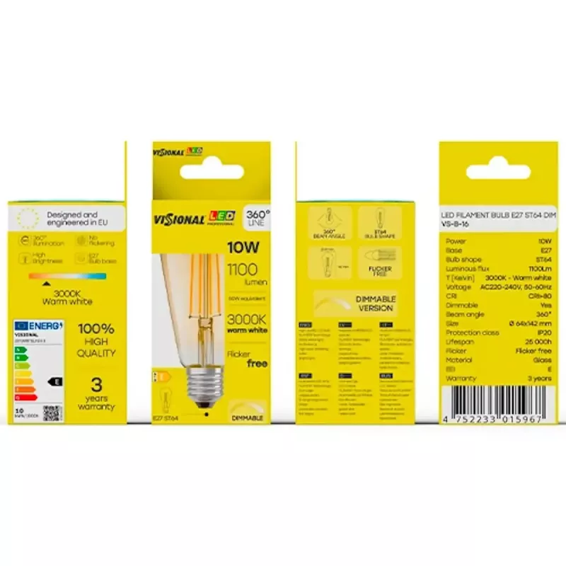 LED-Lampe VISIONAL VS-B-16 10W — 1100 lm, Haushaltsbeleuchtung