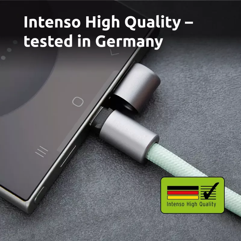 Intenso USB-C Ladeband Handy-Halsband-Kabel 60W Schnellladung verstellbare Länge 1,65m Nylon Grün