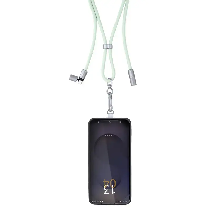 Intenso USB-C Ladeband Handy-Halsband-Kabel 60W Schnellladung verstellbare Länge 1,65m Nylon Grün