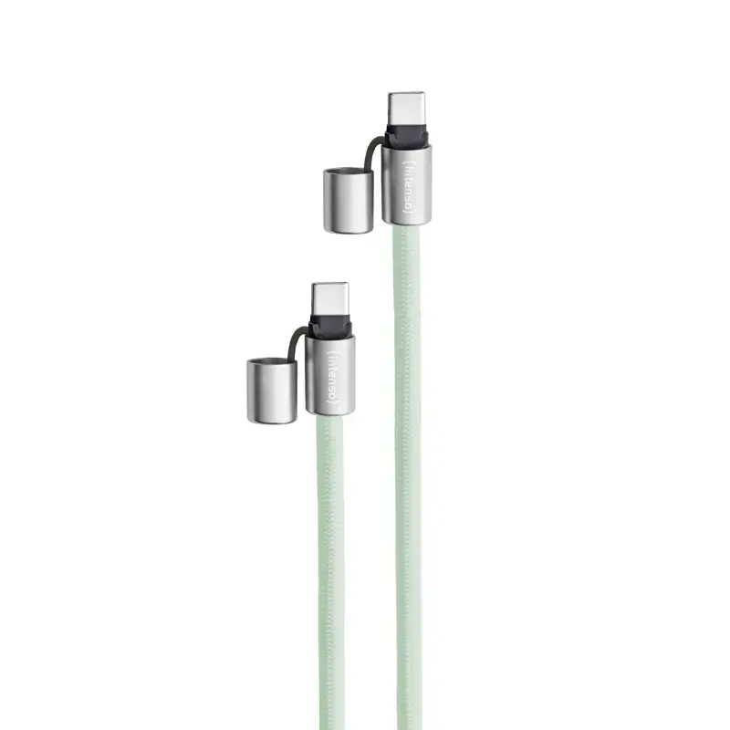 Intenso USB-C Ladeband Handy-Halsband-Kabel 60W Schnellladung verstellbare Länge 1,65m Nylon Grün