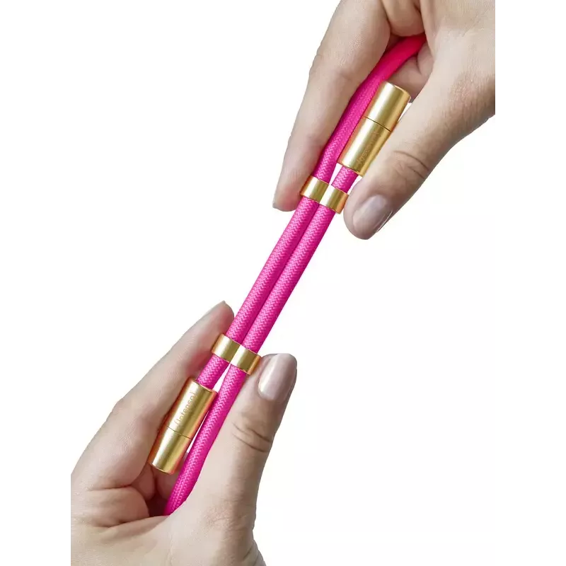 Intenso USB-C Ladekabel-Halsband Handy-Umhängekabel 60 W Schnellladung verstellbare Länge 1,65 m Nylon Neopink