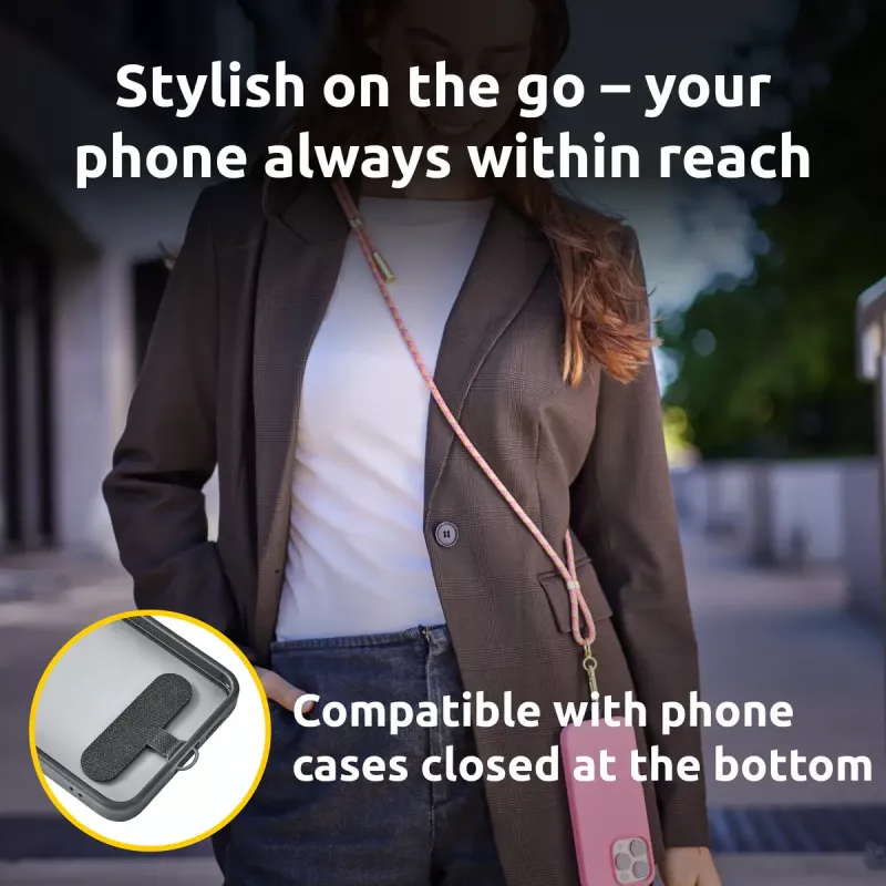 Intenso USB-C Lade-Lanyard Telefon-Halsbandkabel 60 W Schnellladung verstellbare Länge 1,65 m Nylon Mehrfarbig