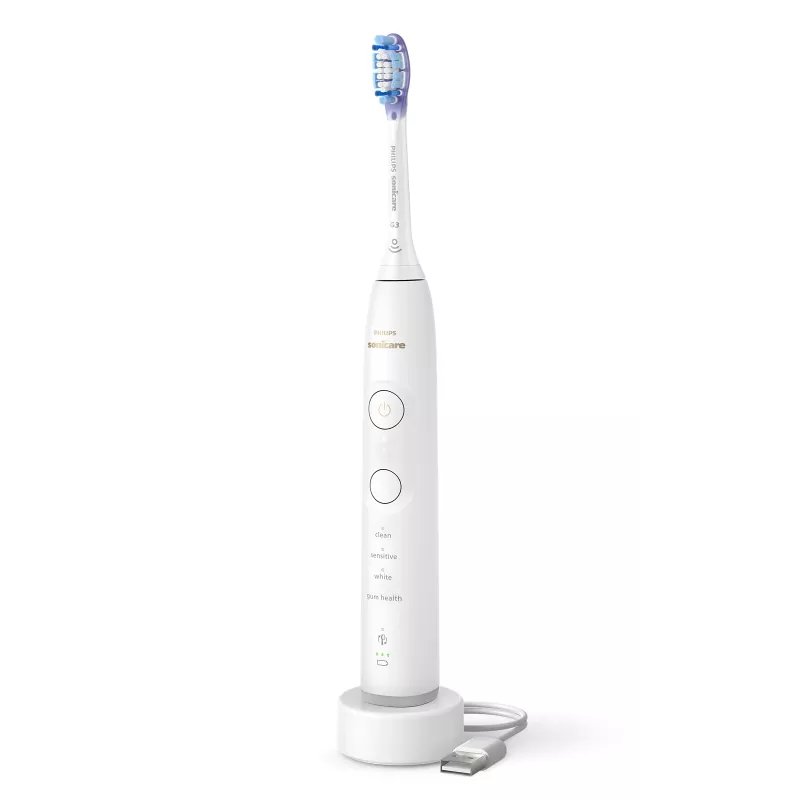 Philips Series 7100 HX7420/01 Schallzahnbürste — 62.000 Bewegungen/Min., 4 Modi, Drucksensor, Bluetooth, wiederaufladbar (weiß)
