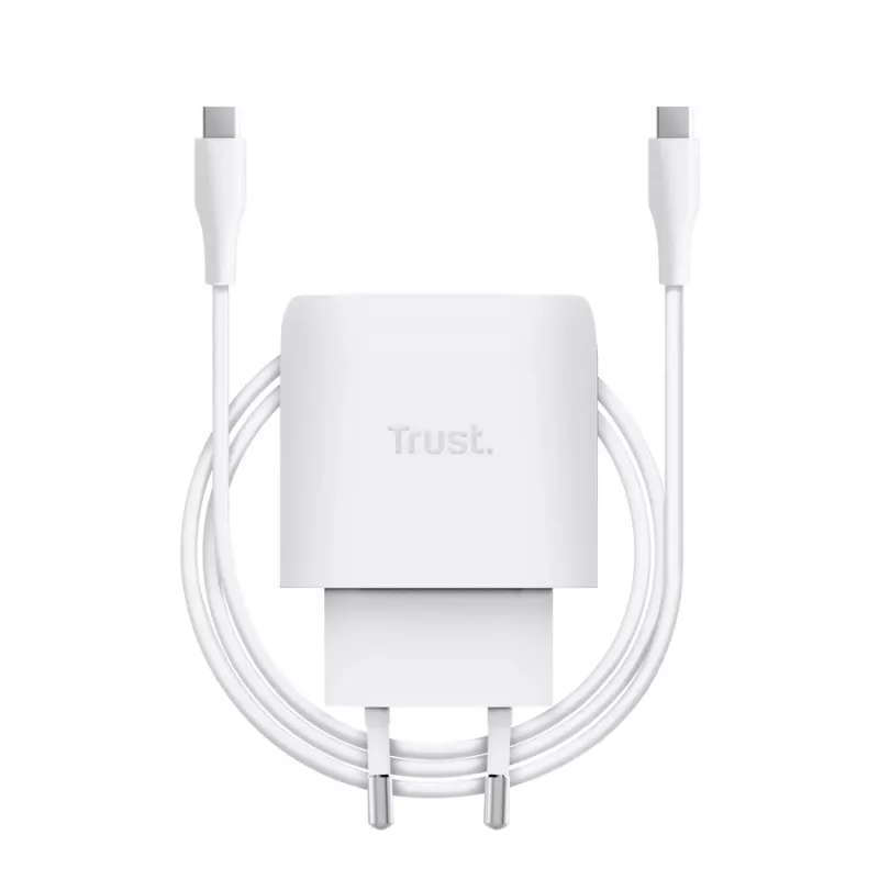 TRUST Maxo 45W USB-C GaN-Ladegerät, 45 W, USB-C-Ausgang, max. 20 V, 2 m Kabel, Weiß
